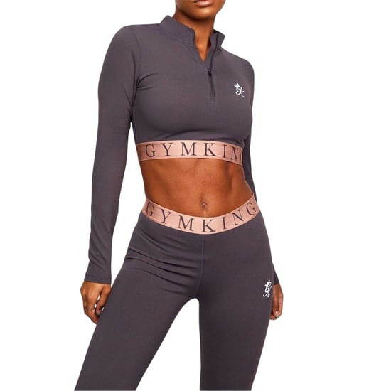 Gym King Womens/Ladies Impact Half Zip Crop Top (Slate/Peach) - Image 4