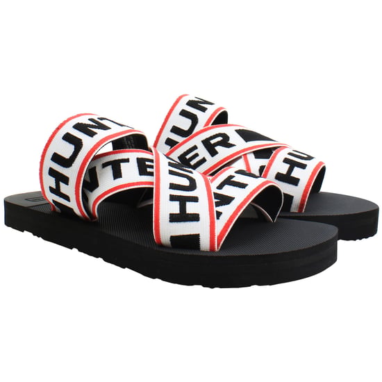 Hunter Elastic Crossover Logo Womens White Sliders - Image 2