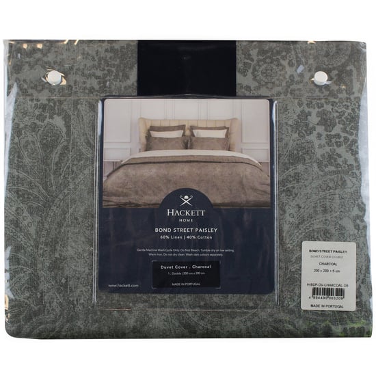 Hackett Bond Street Paisley Charcoal Double Duvet Cover - Image 1