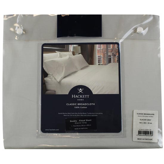 Hackett Classic Broadcloth Solid Fitted Grey Sheet Double - Image 1