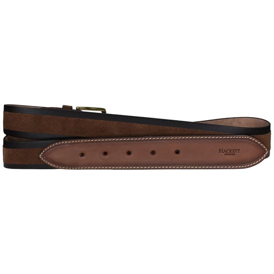 Hackett Inlay Leather Suede Mens Brown Belt - Image 2