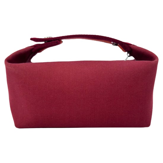 Hermès Small Toile Bride-A-Brac Handbag in Burgundy Canvas - Image 3