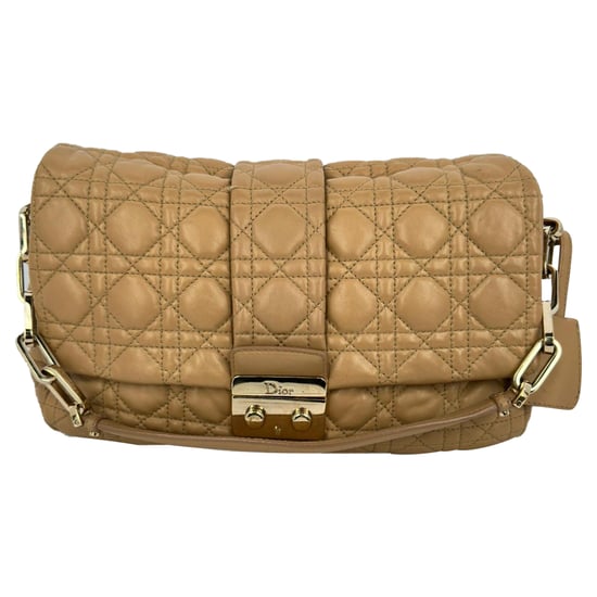 Dior Cannage Quilted New Lock Flap Bag in Beige Lambskin Leather - Image 1
