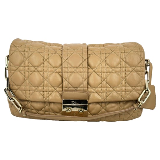 Dior Cannage Quilted New Lock Flap Bag in Beige Lambskin Leather - Image 2