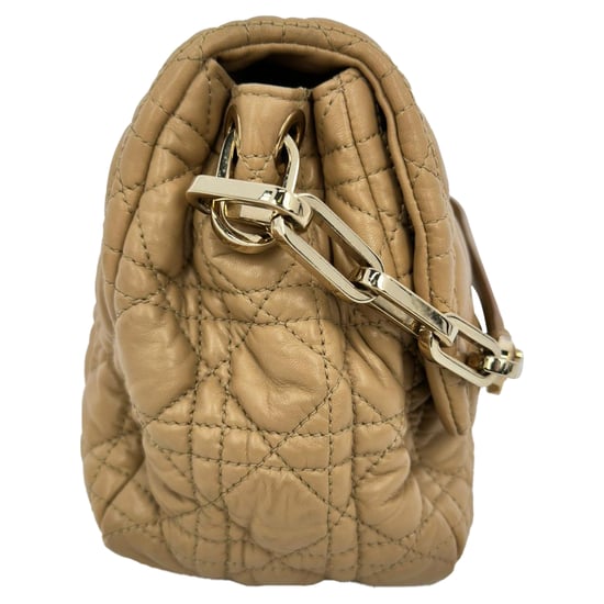 Dior Cannage Quilted New Lock Flap Bag in Beige Lambskin Leather - Image 3
