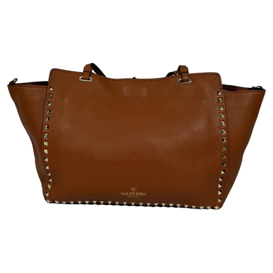 Valentino Light Cuir Rockstud Trapeze Tote in Bruin Leer - Image 2