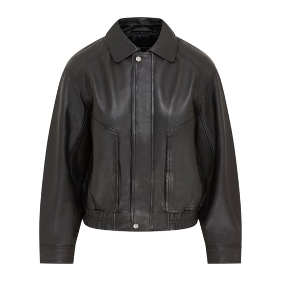 Dames zwarte leren Biker Bomber Oversized Jas - Blouson - Image 1