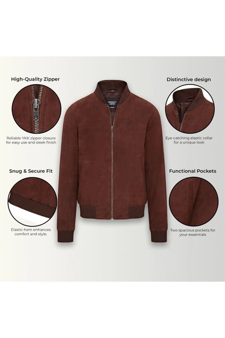 Mans Brown Goat Suede MA-1 Bomberjack-North - Image 4