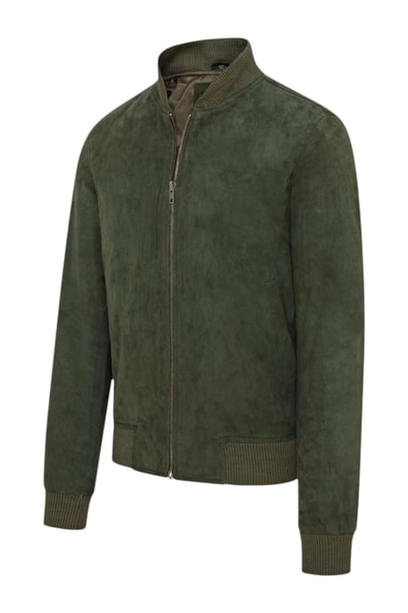Mens Green Goat Suede MA-1 Bomber Jack-North - Image 3