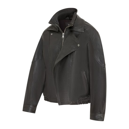 Mens Black Lamb Leather Biker Blouson Jacket - Big Bomber - Image 3