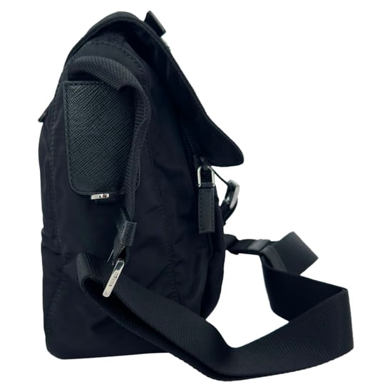 Prada Small Buckled Messenger Bag in Black Nylon - Image 3