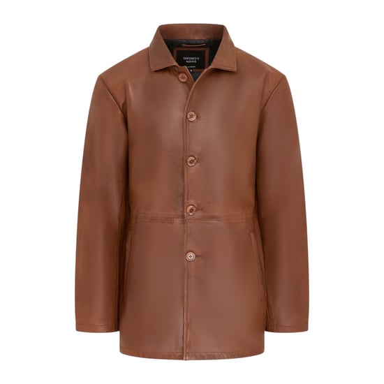 Heren beige leren jas met lange kraag - Bergen - Image 2