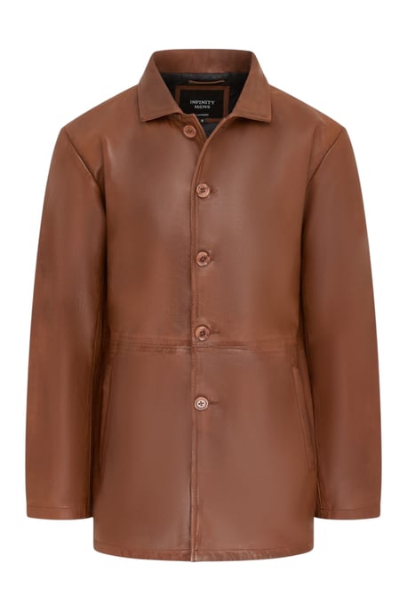 Herenbeige leren jas met lange kraag - wapen - Image 2