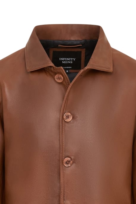 Herenbeige leren jas met lange kraag - wapen - Image 6