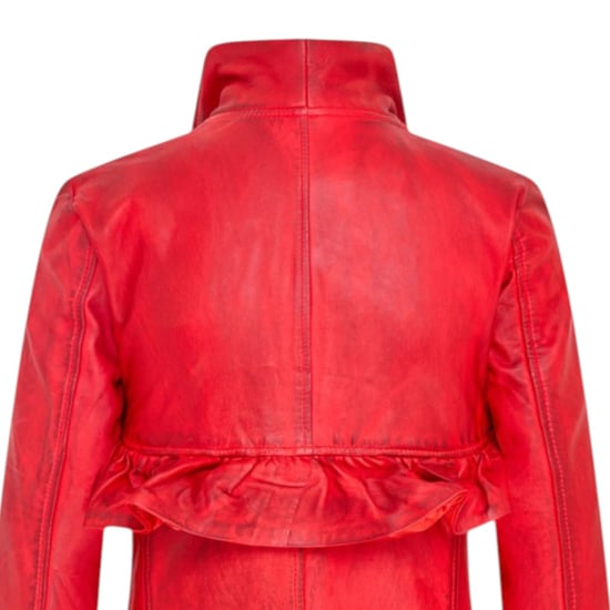 Damer Goth Red Leather High Collar Victorian Flare Frack - Challa - Image 6