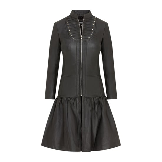 Damer Goth Black Leather Victorian Studded Flare Rock - Ribet - Image 1