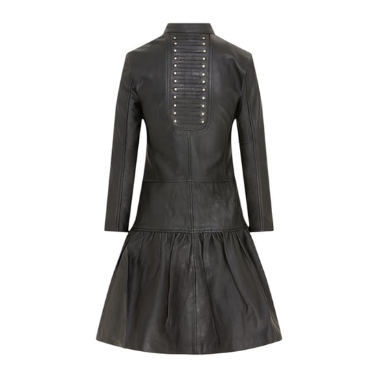 Damer Goth Black Leather Victorian Studded Flare Rock - Ribet - Image 4