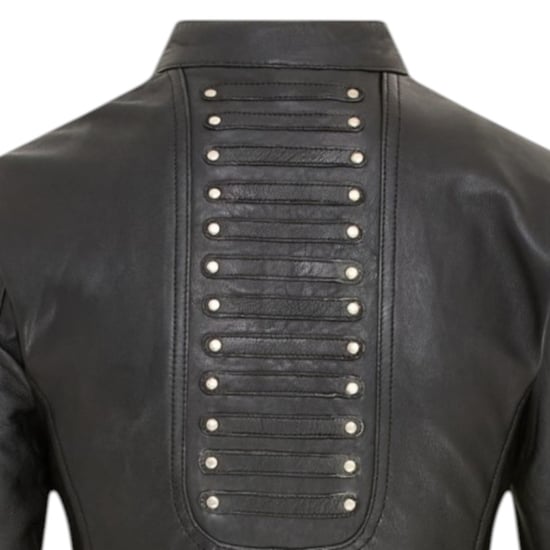 Damer Goth Black Leather Victorian Studded Flare Rock - Ribet - Image 6