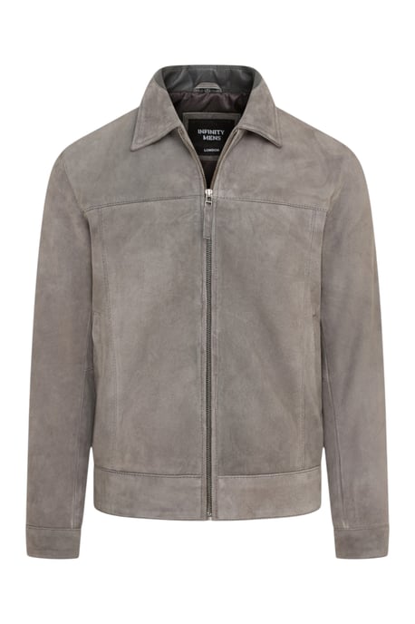 Mens Stone Goat Suede Leather Harrington Biker Jacket - Ridge - Image 2
