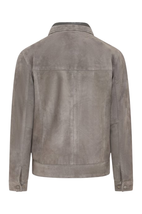 Mens Stone Goat Suede Leather Harrington Biker Jacket - Ridge - Image 5