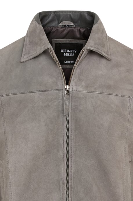 Mens Stone Goat Suede Leather Harrington Biker Jacket - Ridge - Image 6