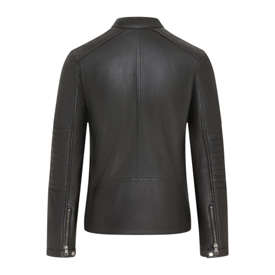 Men's Quilted Black Lamb Leather Biker Jacket - Formula - Image 4