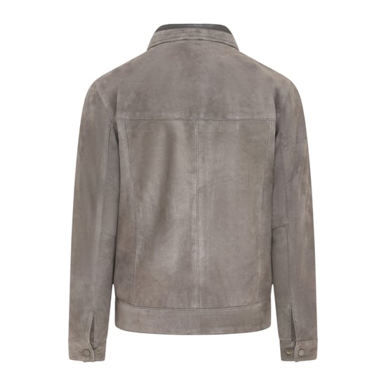 Mens Stone Goat Suede Leather Harrington Biker Jacket - Berlin - Image 4
