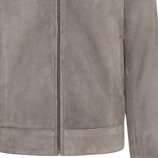 Mens Stone Goat Suede Leather Harrington Biker Jacket - Berlin - Image 6