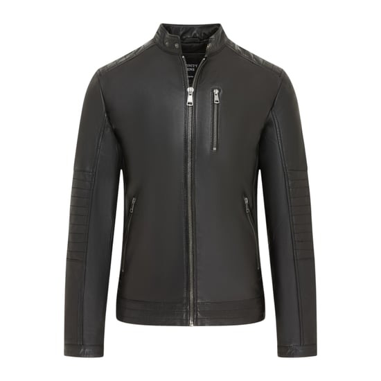 Men's Quilted Black Lamb Leather Biker Jacket - Stavanger - Image 2