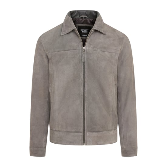 Mens Stone Goat Suede Leather Harrington Biker Jacket - Bursa - Image 2