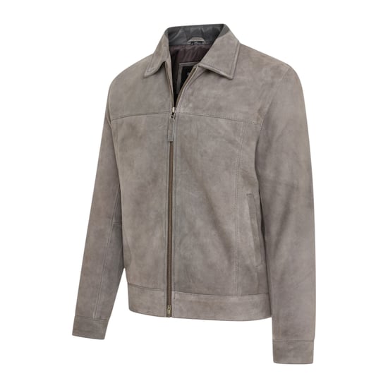 Mens Stone Goat Suede Leather Harrington Biker Jacket - Bursa - Image 4