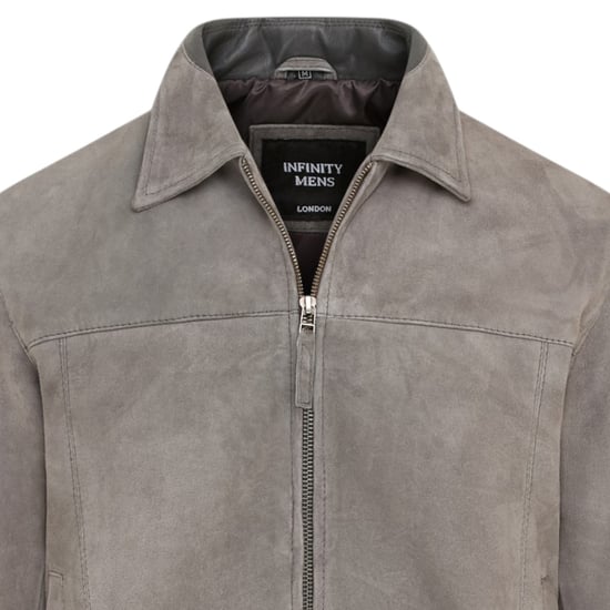 Mens Stone Goat Suede Leather Harrington Biker Jacket - Bursa - Image 5