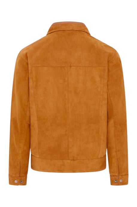 Mens Tan Goat Suede Leather Harrington Biker Jacket - Ridge - Image 5