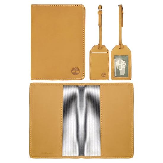 Timberland Genuine Leather Light Brown Passport Cover & Luggage Tag - Image 1