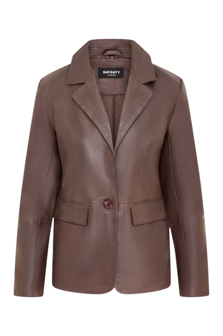 Dames Conker Brown Italiaanse leren blazerjasje-Eclipse - Image 2