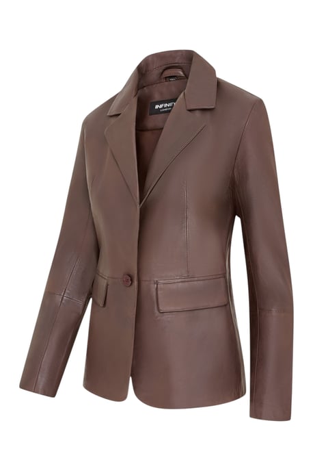 Dames Conker Brown Italiaanse leren blazerjasje-Eclipse - Image 3