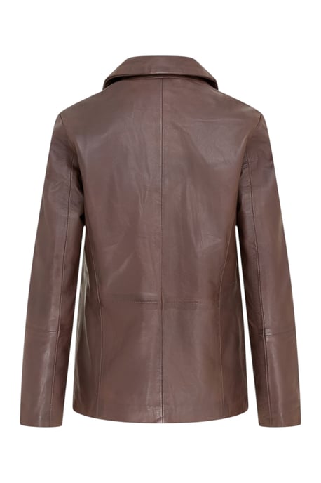 Dames Conker Brown Italiaanse leren blazerjasje-Eclipse - Image 5