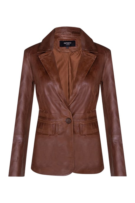 Dames beige Italiaanse leren blazerjas - Eclipse - Image 2