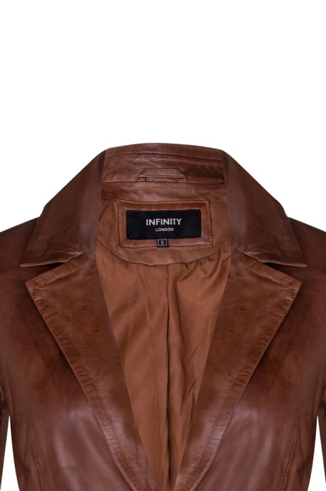 Dames beige Italiaanse leren blazerjas - Eclipse - Image 6
