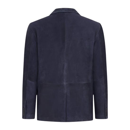 Mannen Italiaanse marineblauwe leren blazerjas met leren blazerjack - Aarau - Image 4