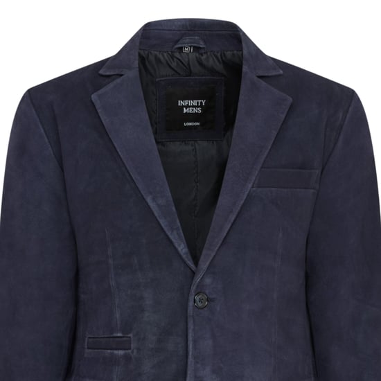 Mannen Italiaanse marineblauwe leren blazerjas met leren blazerjack - Aarau - Image 5
