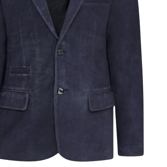 Mannen Italiaanse marineblauwe leren blazerjas met leren blazerjack - Aarau - Image 6