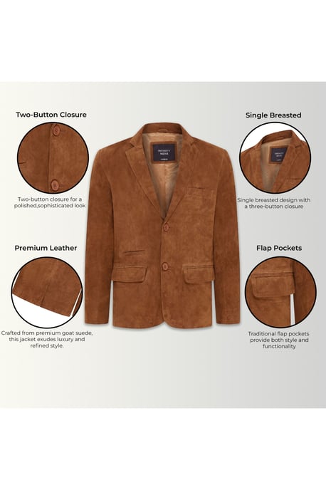 Heren Italiaanse beige suède leren blazerjas - Hol - Image 4