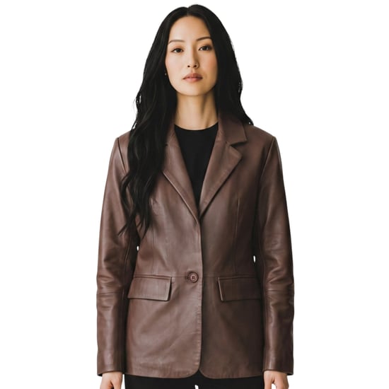 Dames Conker Brown Italiaanse leren blazerjas - Chongqing - Image 1