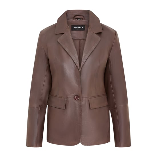 Dames Conker Brown Italiaanse leren blazerjas - Chongqing - Image 2