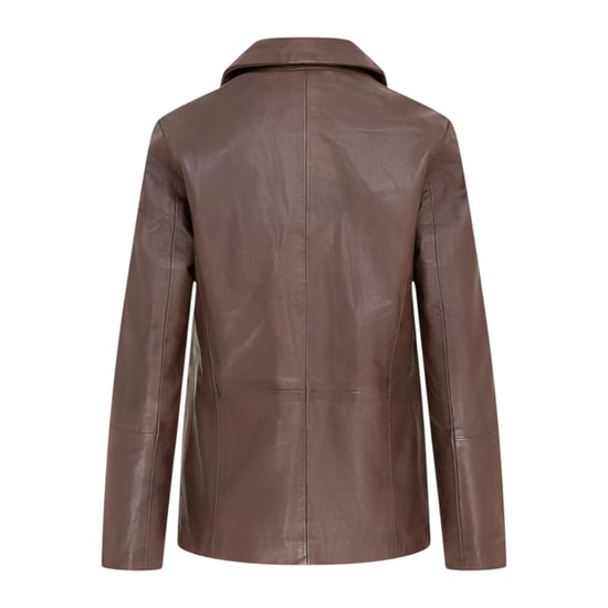 Dames Conker Brown Italiaanse leren blazerjas - Chongqing - Image 5