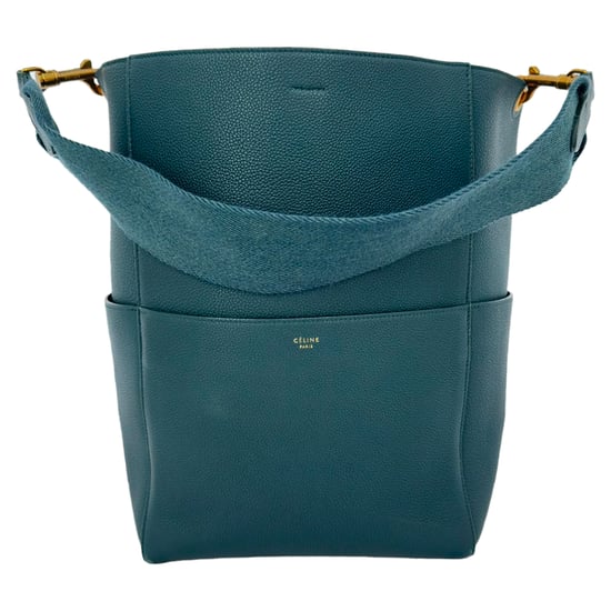 Celine Medium Sangle Bucket Bag i Grön Läder - Image 1