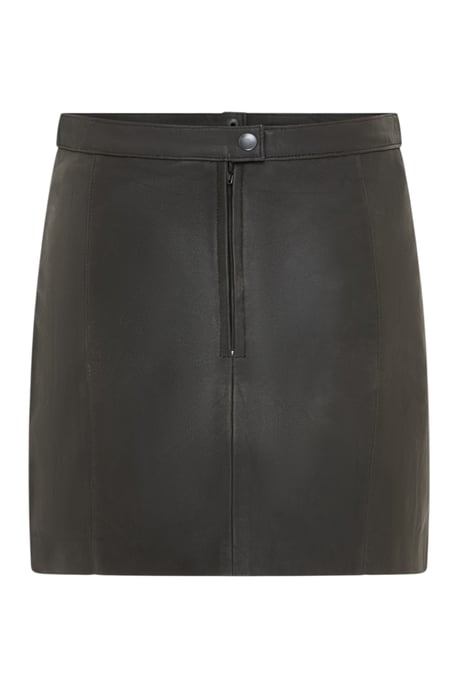 Women's Black Leather Biker Pencil Short Mini Skirt - Luxe - Image 2