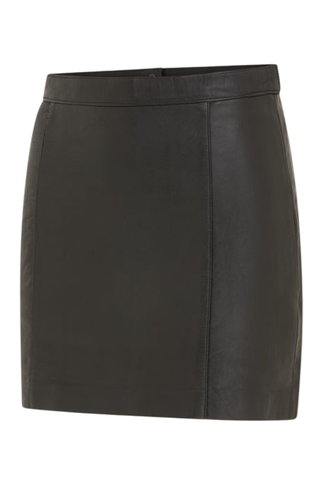 Women's Black Leather Biker Pencil Short Mini Skirt - Luxe - Image 3