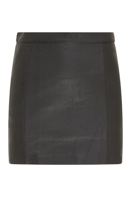 Women's Black Leather Biker Pencil Short Mini Skirt - Luxe - Image 4